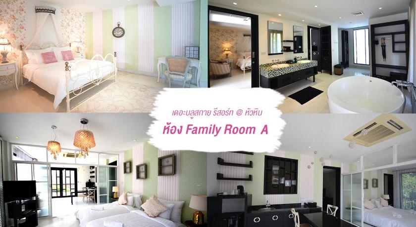 a hotel room with two beds and a television, The Blue Sky Resort @ Hua Hin in Hua Hin / Cha-am