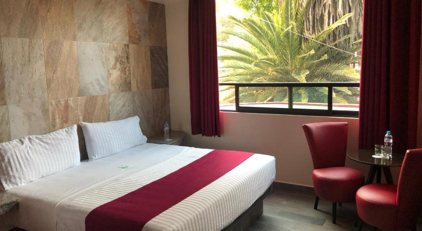a hotel room with a bed and a window, Hotel Jard Inn Adult Only in Mexico City