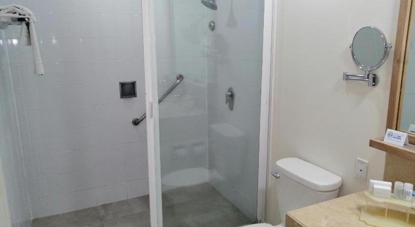a bathroom with a shower, toilet, and tub, Holiday Inn Express Mexico Reforma in Mexico City