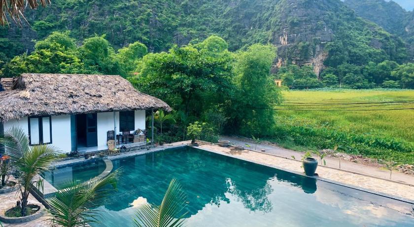 a view from the balcony of a house, Trang An Farm Stay Guest House in Ninh Bình