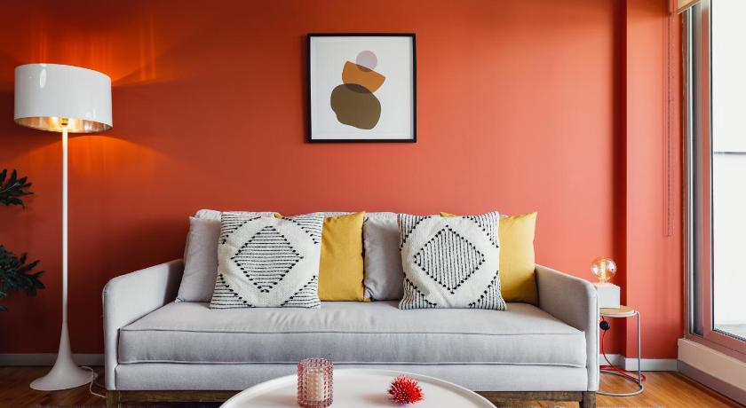 a living room with a couch and a lamp, Luxurious Designer 2BR Apt. in Polanco in Mexico City