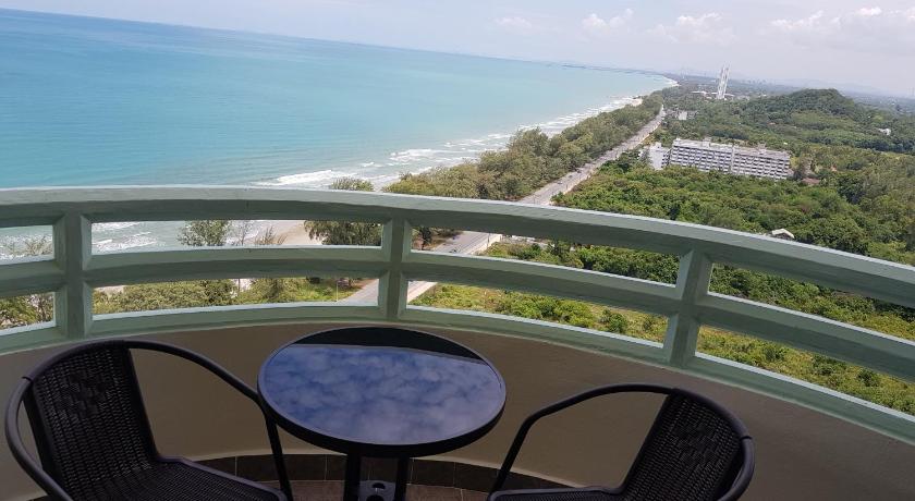a view from the balcony of a balcony overlooking the ocean, Vip condo chain by Linda in Rayong