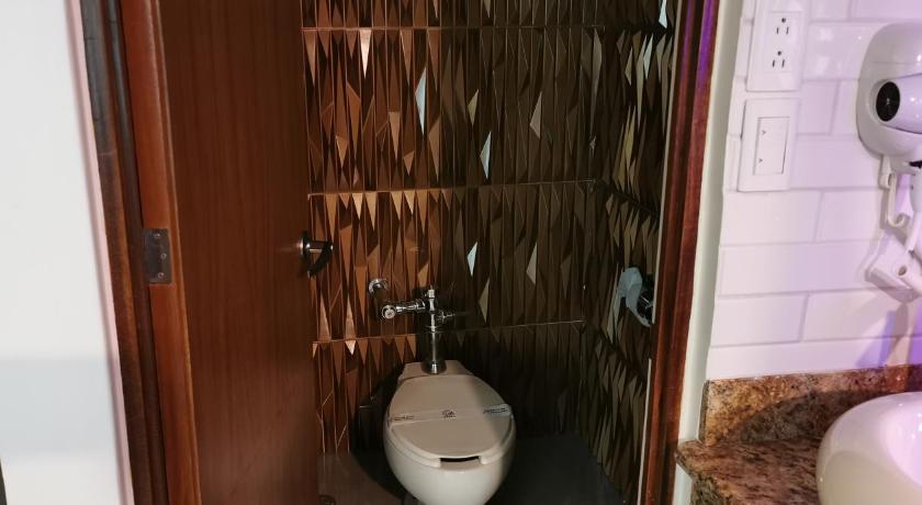 a bathroom with a toilet and a sink, Hotel Lua in Mexico City