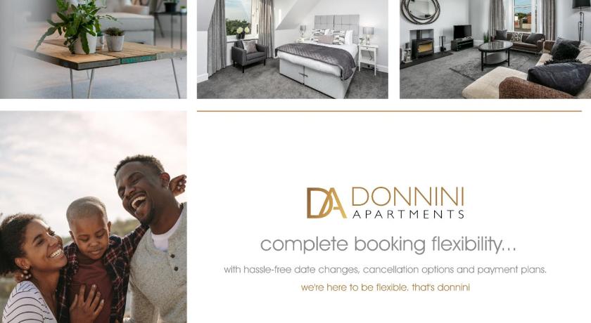 a collage of photos of people in a hotel room, Arran View - Donnini Apartments in Ayr