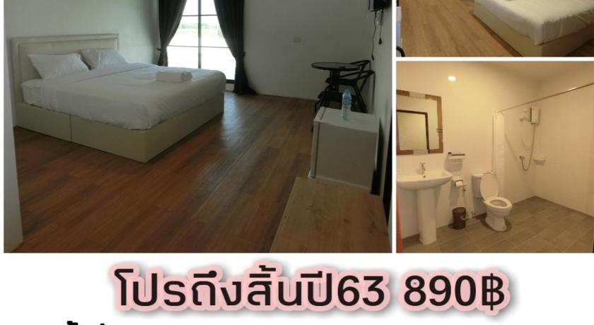 a collage of photos of a living room and kitchen, White House Hotel Suphanburi in Suphan Buri