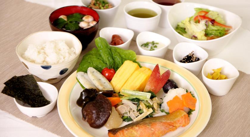 a white plate topped with different types of food, Value The Hotel Higashimatsushima Yamoto in Matsushima