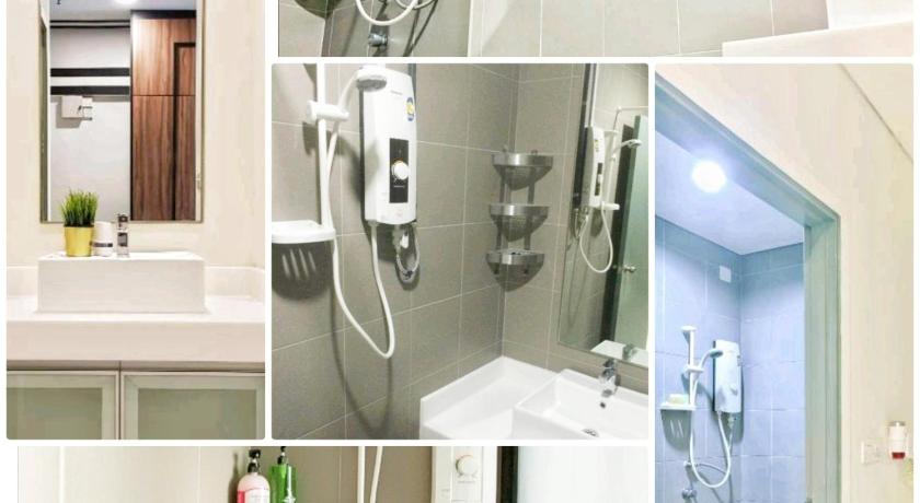 a bathroom with a shower, sink, and toilet, Valencia Dorm summer suites KLCC in Kuala Lumpur