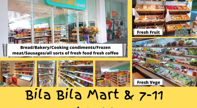a grocery store filled with lots of different types of food, Chic Beach BLUE House - 5mins to Mid Valley Mega Mall in Kuala Lumpur