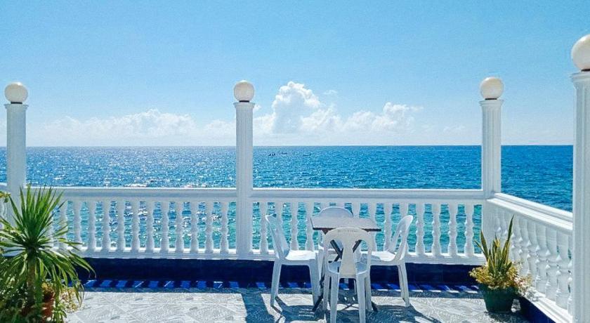 a dog sitting on a chair in front of the ocean, RedDoorz Plus @ Billy's Resort Oslob in Cebu