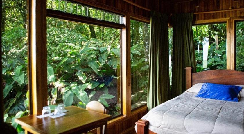 a bedroom with a bed and a window, Hotel Flor de Bromelia in Monteverde