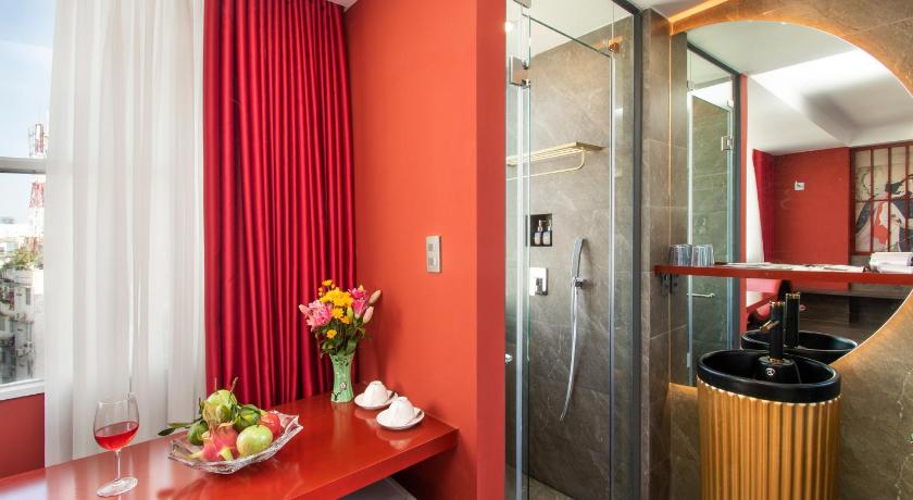 a bathroom with a sink and a shower, Eros hotel 2 in Ho Chi Minh City