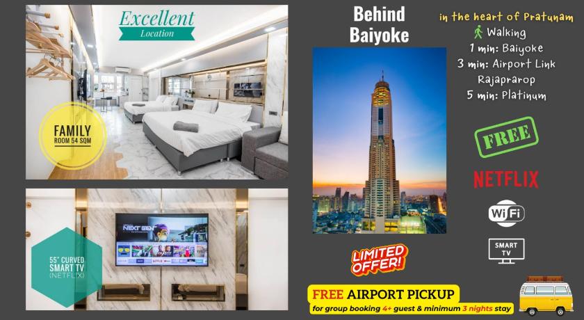 Family Hub Pratunam 6 FREE Airport pickup min 3nights and 4Adults stay — Hotel in Bangkok