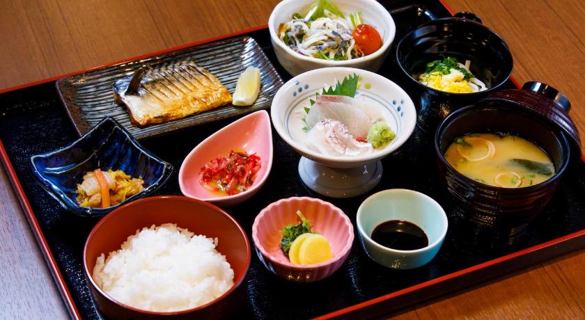 a tray filled with different types of food, VIA INN SHIMONOSEKI - JR WEST GROUP in Shimonoseki