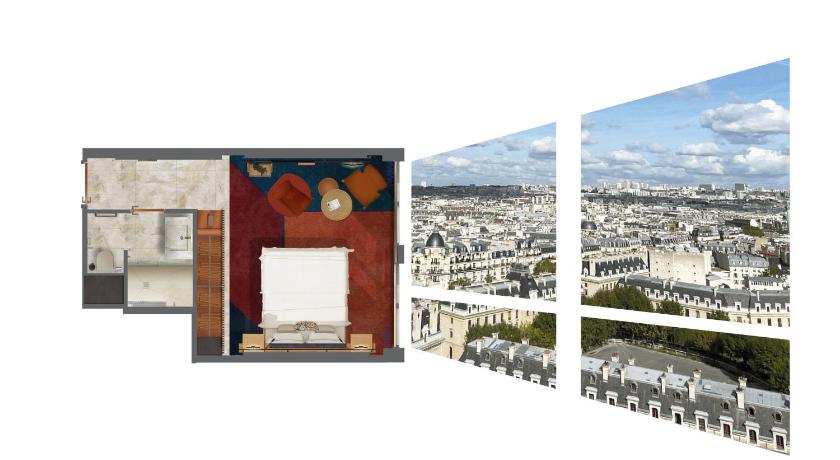 Image of COLLECTION - ROOFTOP VIEW, 1 King or 2 Single beds, Views of Paris rooftops 7