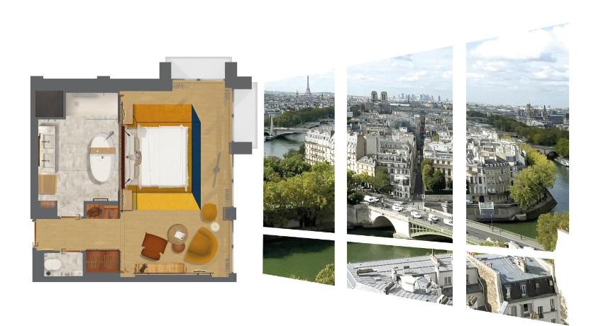 Image of STUDIO BALCONY, 1 King, Corner Junior Suite with balcony, River Seine and Paris view 10