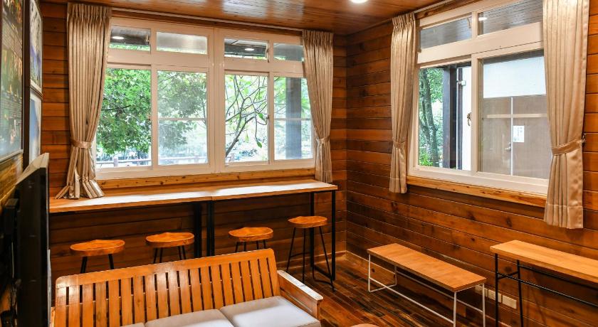 a room with a wooden floor and wooden walls, Forestville in Nantou