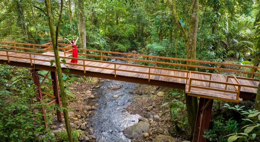 a bridge over a river with a train on it, Chachagua Rainforest Hotel & Hot Springs in Pocosol