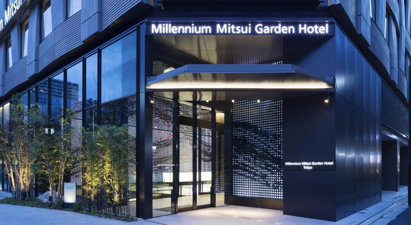 a building with a sign on the front of it, Millennium Mitsui Garden Hotel Tokyo in Tokyo