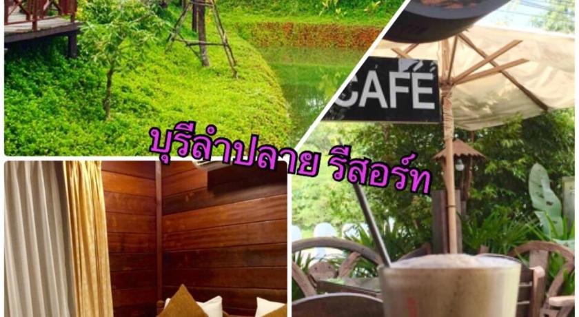 a collage of photos of a restaurant, Burilamplai Resort in Nakhon Si Thammarat