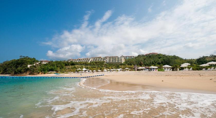 a sandy beach with palm trees and palm trees, Kanucha Bay Hotel & Villas in Okinawa Main island