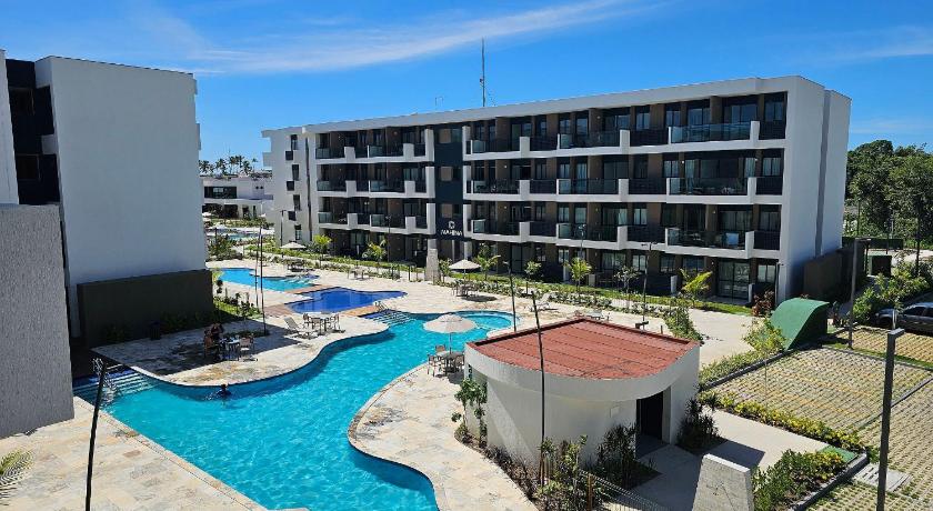 Flat premium com varanda gourmet no Makia Resort em Muro Alto 4 pessoas