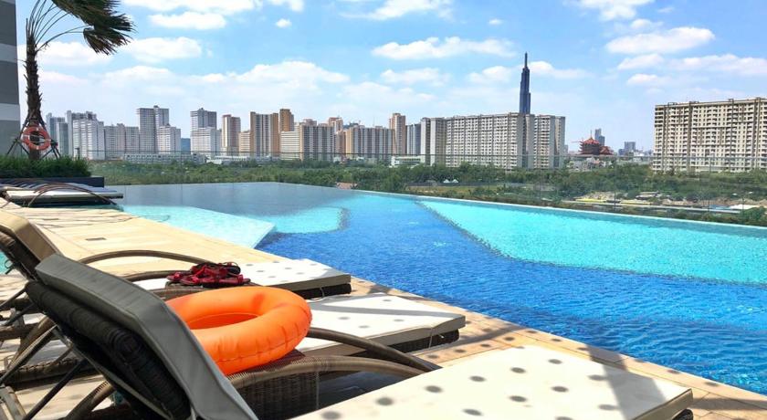 ホーチミン Dingdong Suites – The Sun Avenue – Free Pool & Gym 5つ星 ゲストハウス レストラン