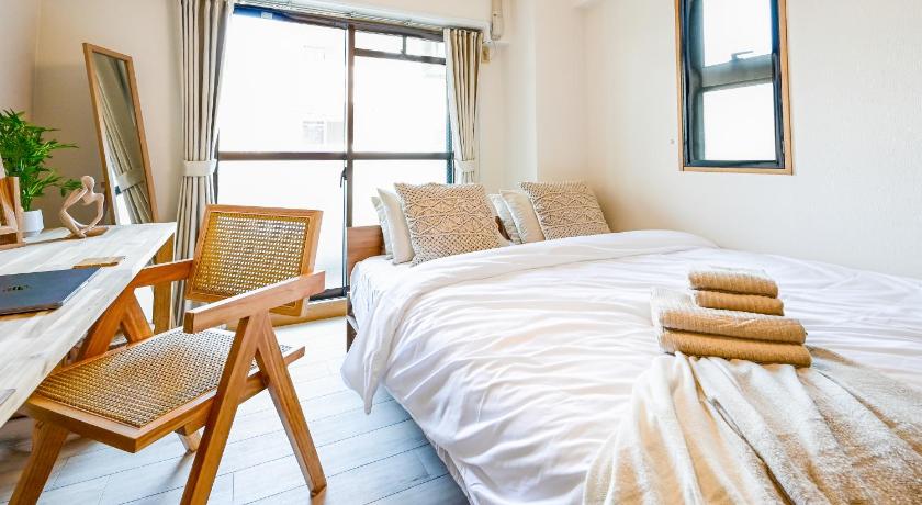 후쿠오카 Japandi 4 Inspired 1BR in Prime City Spot and Near Station 3성급 숙소 객실
