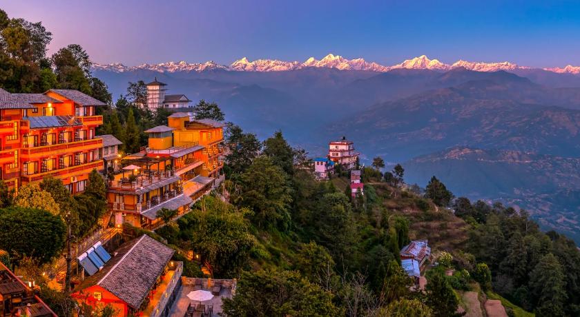 a scenic view of a city with mountains, Hotel Country Villa in Nagarkot