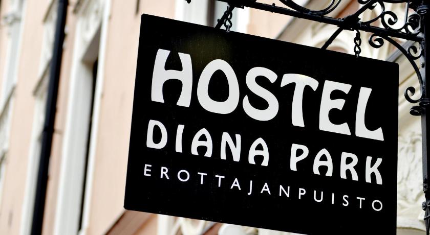 a sign on a building, Hostel Diana Park in Helsinki