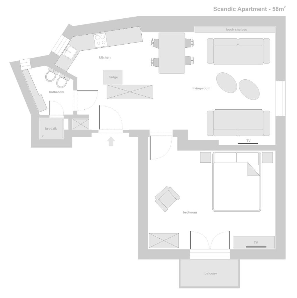 Апартаменты (Апартаменты с 1 спальней - Grunwaldzka Street, 50/3), Sanhaus Apartments