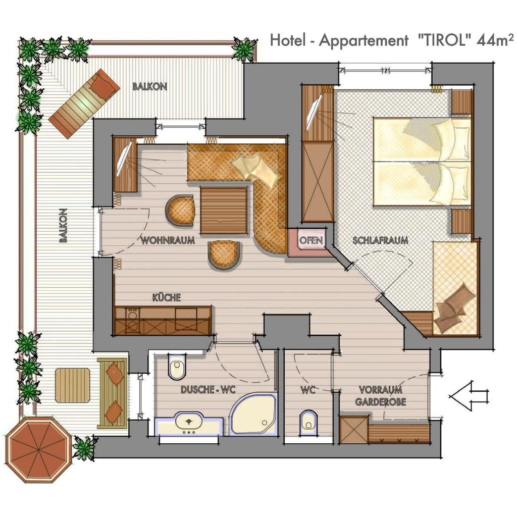 Апартаменты (Апартаменты Делюкс с 1 спальней), Hotel Garni Villa Knauer