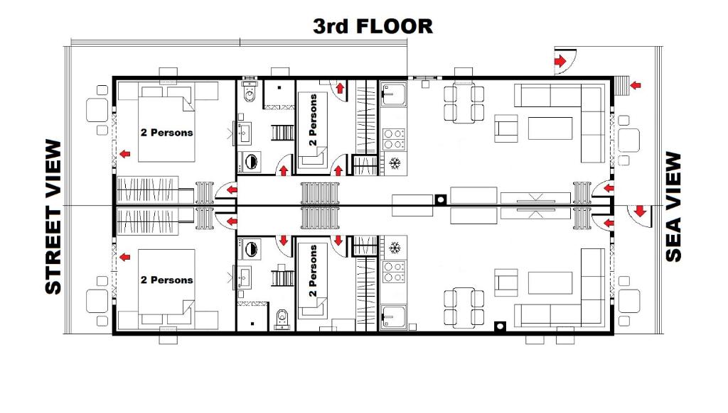 Апартаменты (Апартаменты с 2 спальнями и видом на море), D&D Apartments