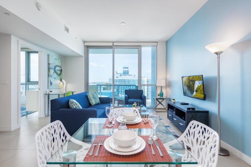 Апартаменты (Апартаменты с 1 спальней — Верхний этаж, вид на океан), Bluebird Suites Monte Carlo Miami Beach