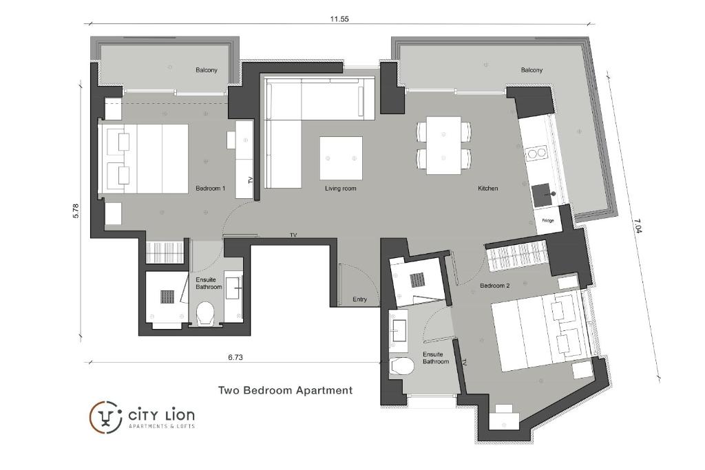 Апартаменты (Апартаменты с 2 спальнями), City Lion