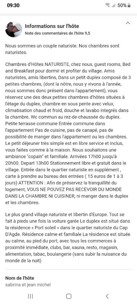 Chambres d'Hotes NATURISTE, Village Naturiste Cap d'Agde, Draps, Serviette, Café, Menage inclus en fin de sejour photo 4