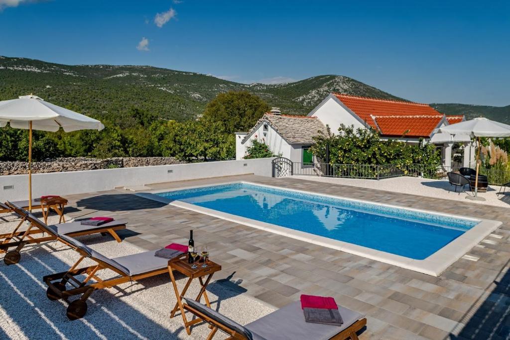 House Camellia with fenced pool and playground