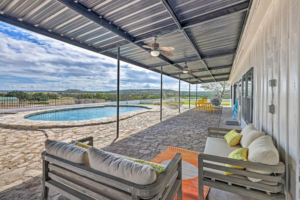 Trendy Fredericksburg Pad with Pool and Valley Views! photo 1