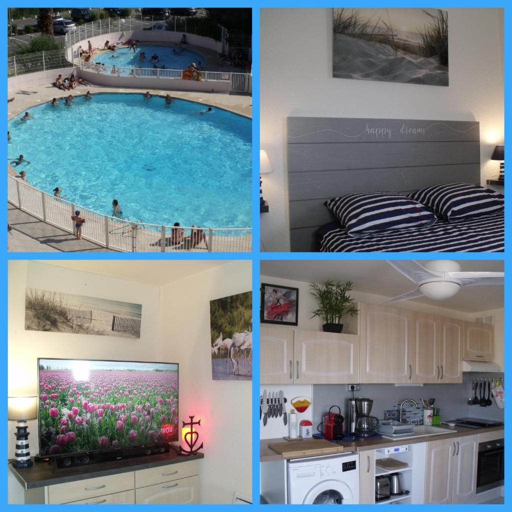 Appartement T2, Climatisé, 3 étoiles, 40m2 ,parking privé, Mer 300m, Wifi, Piscines, très propre, Ascenseurs, en étage