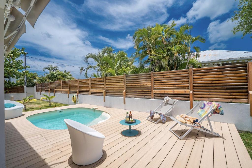 Villa Bel'Amandier : 3ch, bac à punch à 2min à pied de la plage