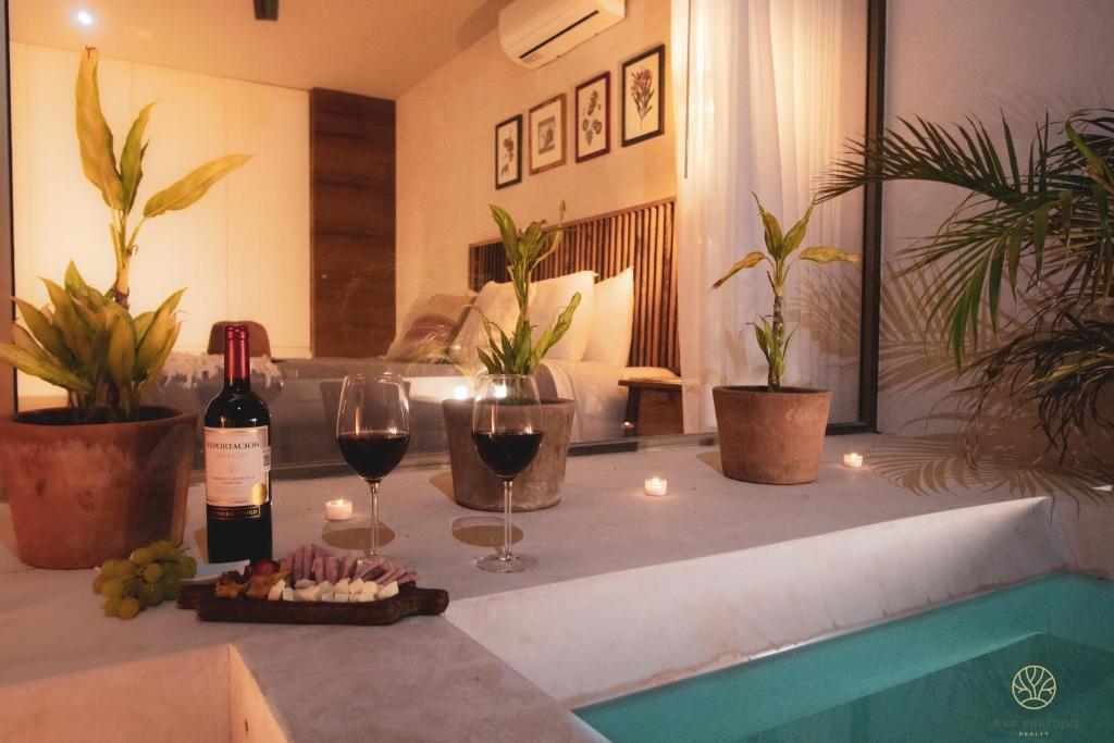 Spacious 2BR apt · Wide balcony w/tub & Yoga deck, Tulum