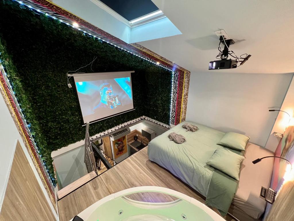 Capsule Safari - Jacuzzi - Nintendo Switch - Netflix & Home cinéma - Pouf géant - Filet suspendu photo 2