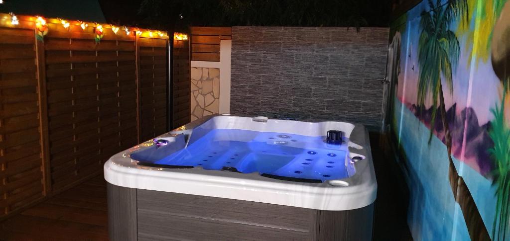 "Chez Claudia "charmant logement avec jacuzzi privatif en toute intimité sur belle terrasse extérieure en bois et piscine photo 2