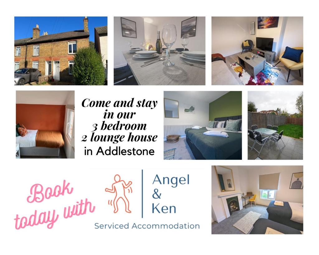 3 Bed 2 Lounge House up to 40pc off Monthly in Addlestone by Angel and Ken Serviced Accommodation Great Value for Long-term Stay