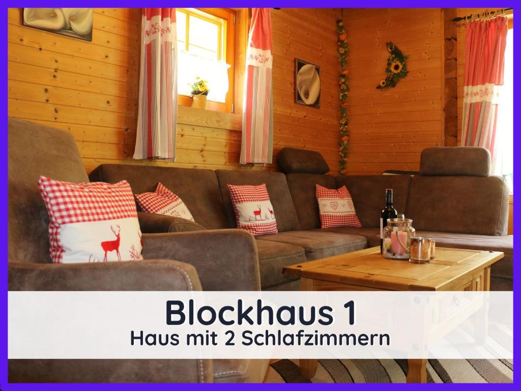 Der Fuchsbau - 3 separate Blockhäuser - ruhige Lage - 50m bis zum Wald - eingezäunter Garten