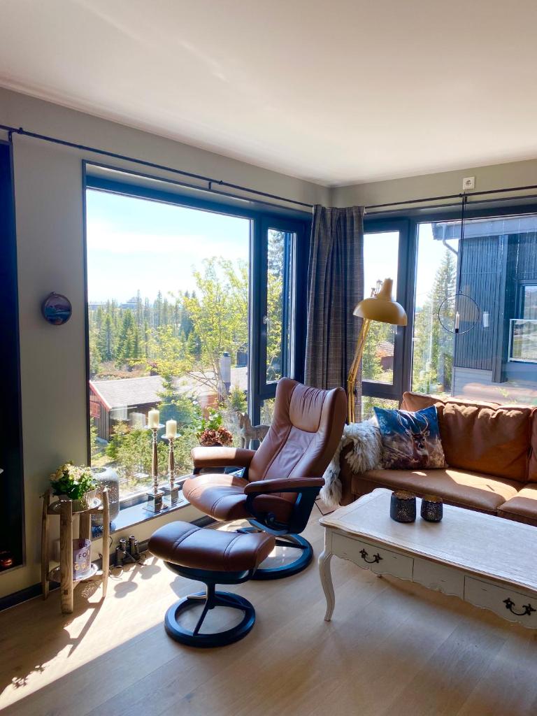 Leilighet med panoramautsikt Sjusjøen Innendørs parkering