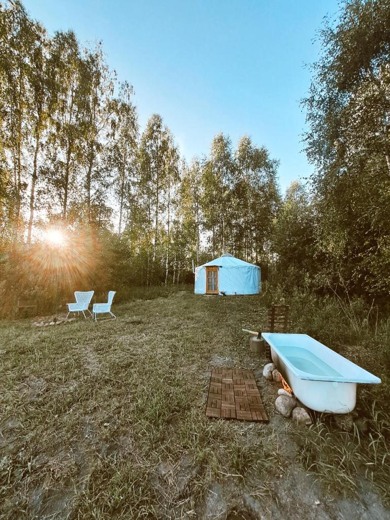 Glamping Yurt Purvs at Kleja Quiet Camping