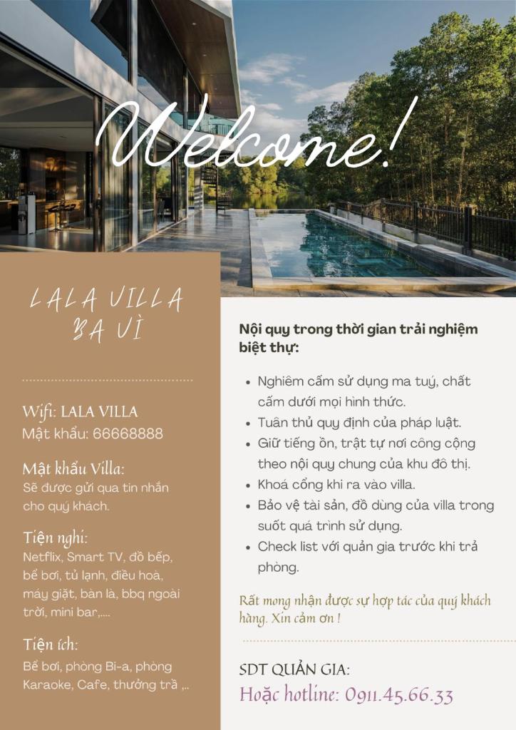 Lala Villa Ba Vì 1.000m² - View Hồ, Bể Bơi Riêng
