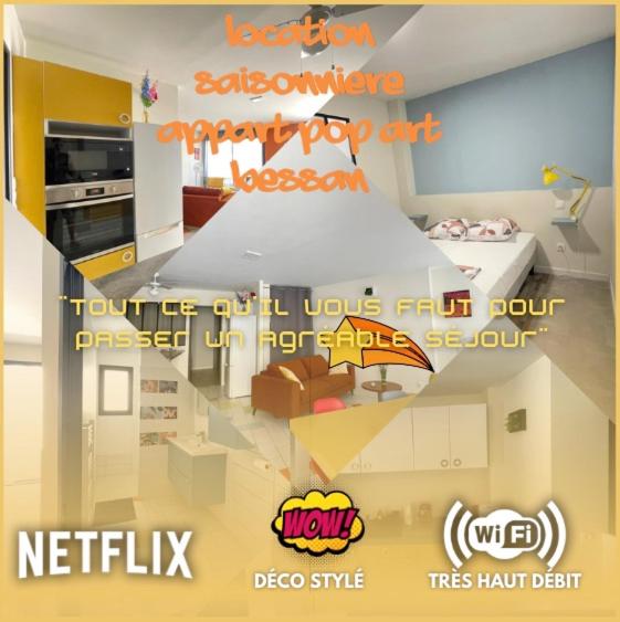Appart Pop-Art proche autoroute, plages et attractions, Wifi - TV, déco stylée, calme photo 1