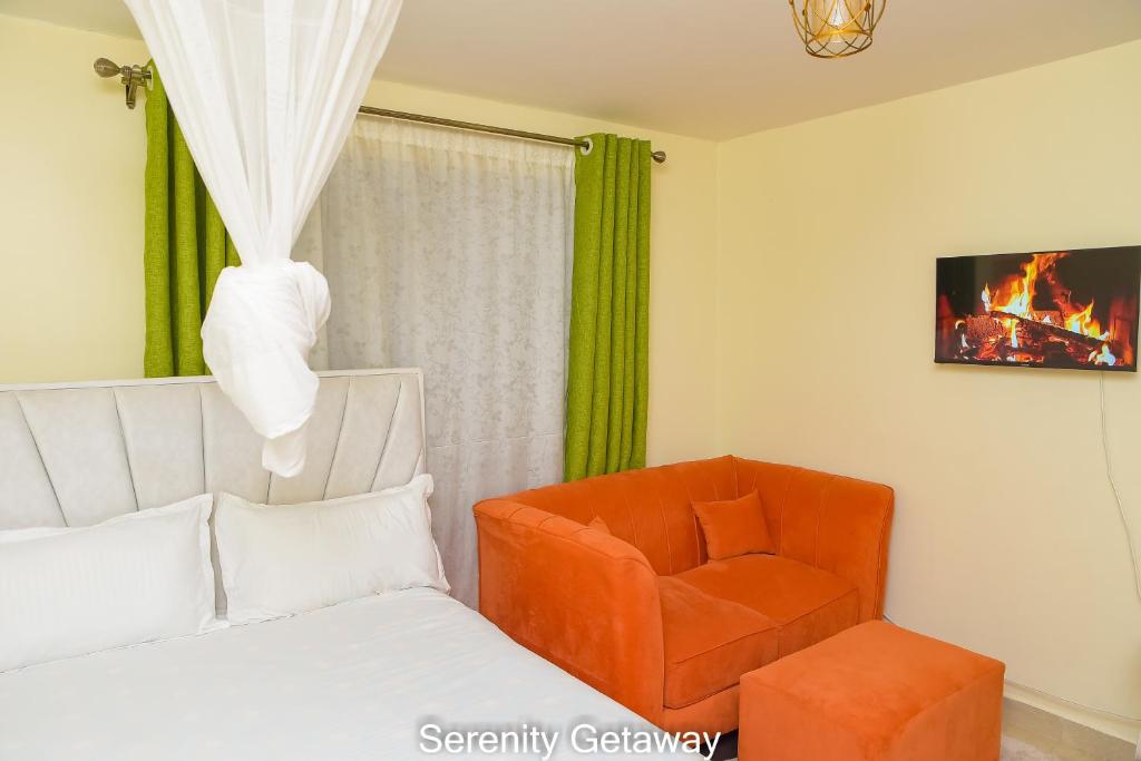 Serenity Getaway STUDIO apartment near JKIA & SGR with KING BED, WIFI, NETFLIX and SECURE PARKING