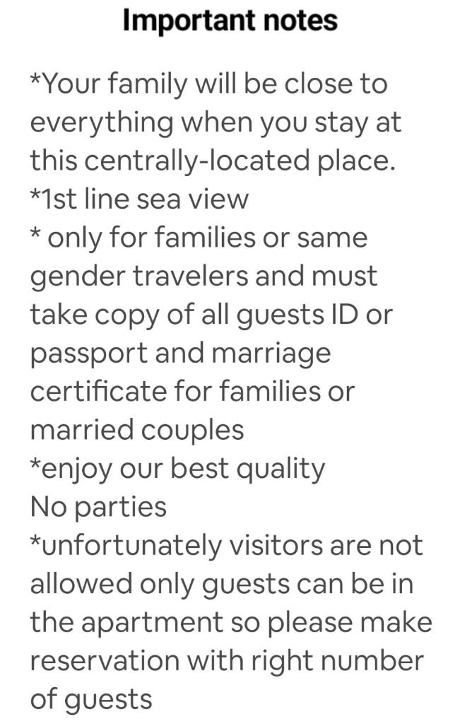 Welcome sea view - families only - Tap to explore photos